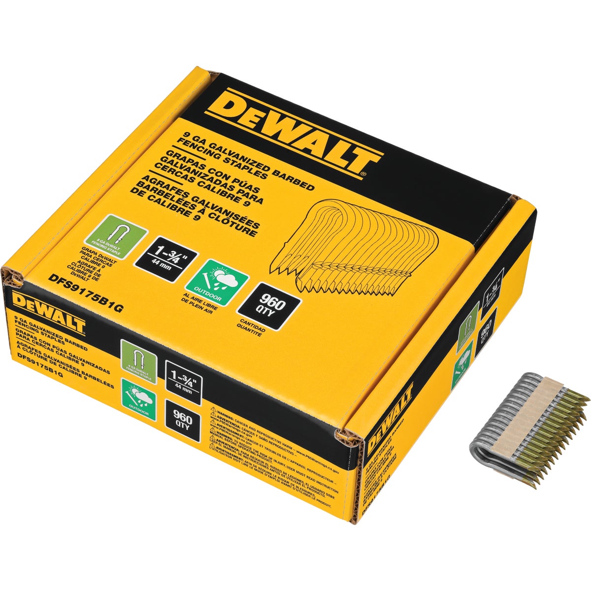 DEWALT 1-3/4 In. 9 Ga. Galvanized Barbed Collated Fence Staple (960-Ct.) Image 2