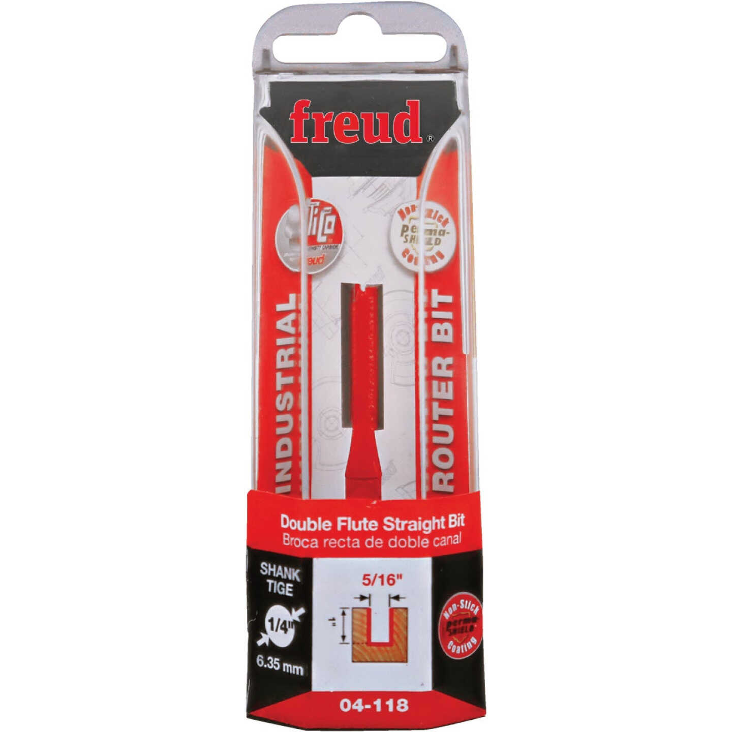 Freud 5/16 In. x 1 In. Double Flute Straight Router Bit Image 1