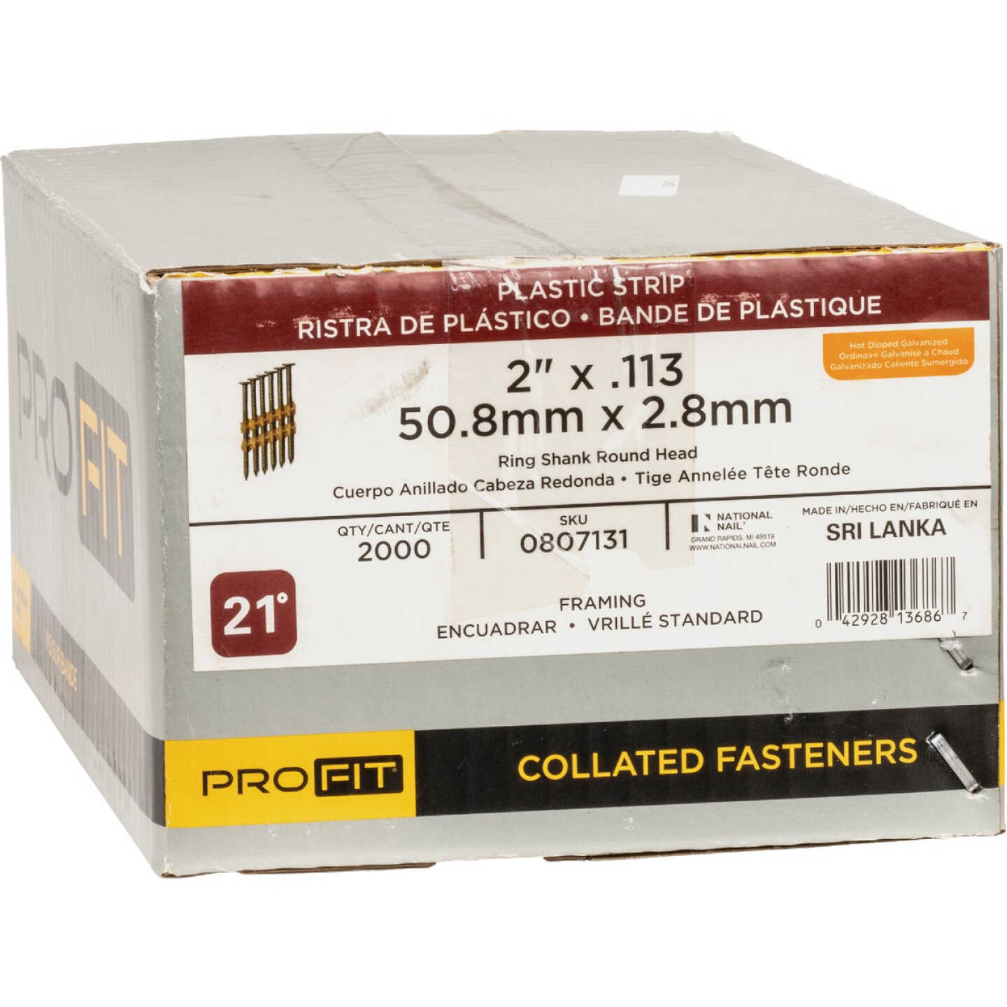 Pro-Fit 2 In. x 0.113 In. 21 Degree Plastic Strip Ring Shank Round Head Hot Dipped Galvanized Framing Stick Nails (2000 Ct.) Image 2