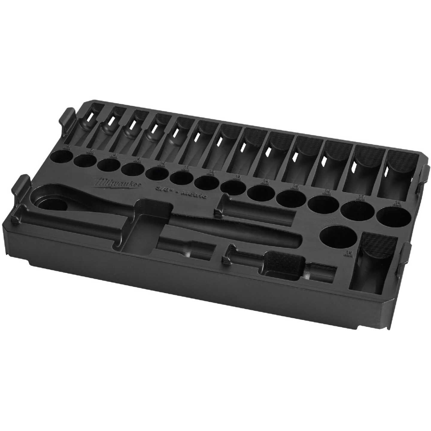 Milwaukee 32-Piece 3/8 In. Drive Metric PACKOUT Tray Ratchet & Socket Holder Image 1