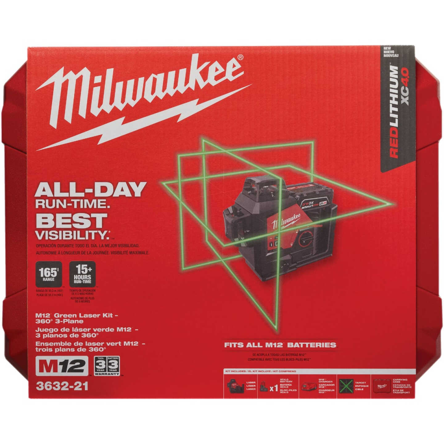 Milwaukee M12 Green 360-Degree 3-Plane Laser Kit Image 4