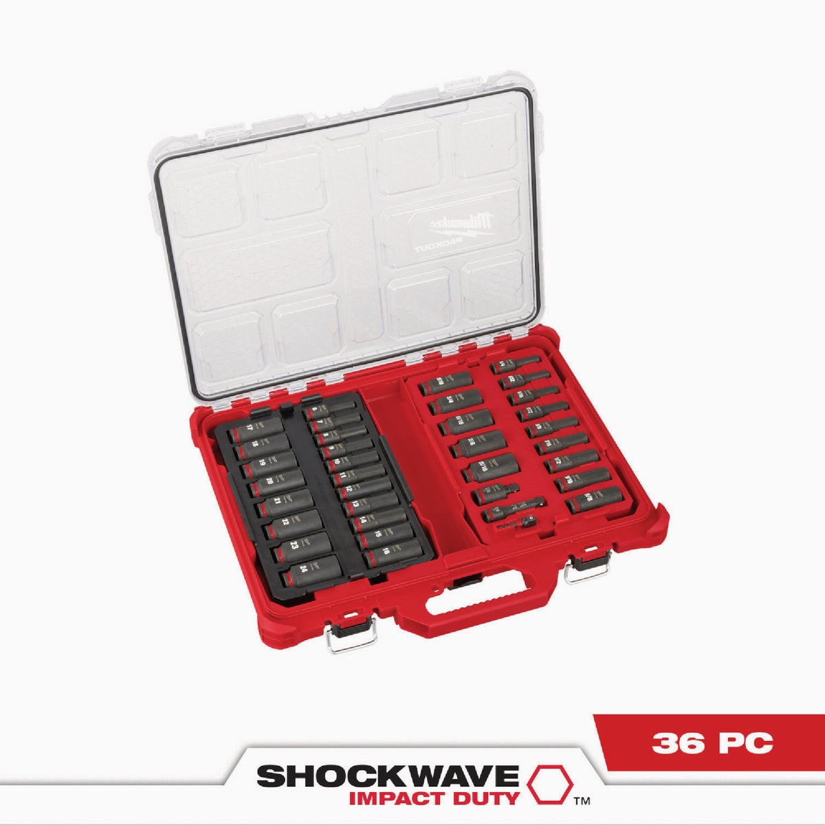 Milwaukee SHOCKWAVE Standard/Metric 3/8 In. Drive 6-Point Deep Impact Driver Set with PACKOUT Organizer (36-Piece) Image 3