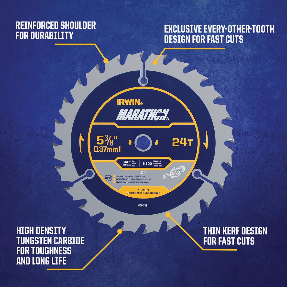 Irwin Marathon 5-3/8 In. 24-Tooth Framing/Ripping Circular Saw Blade Image 2