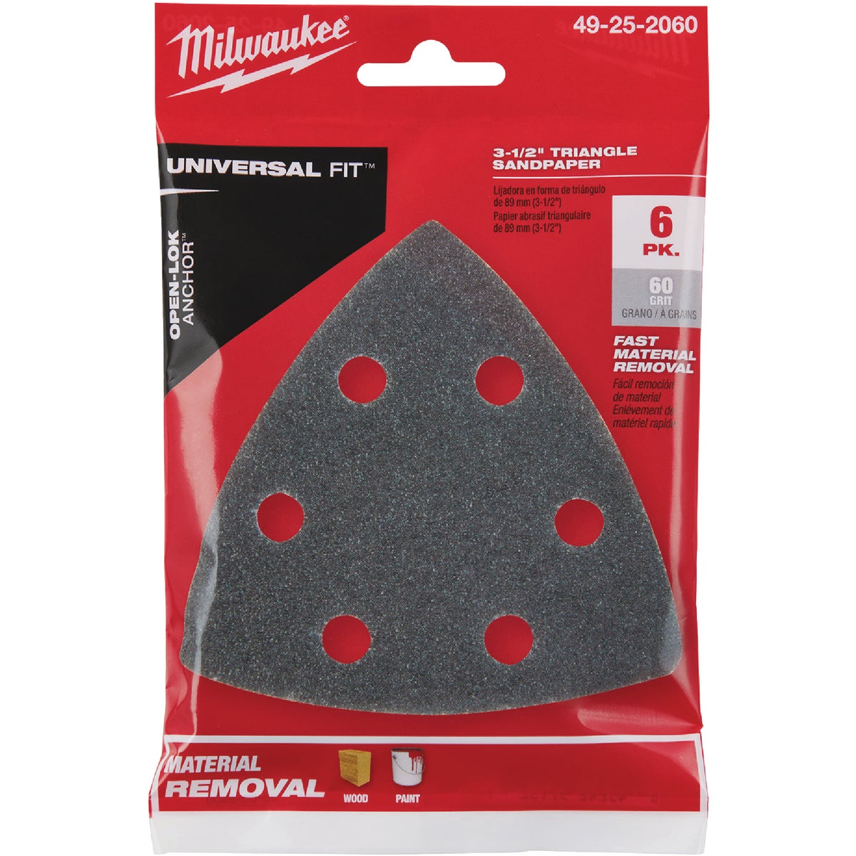 Milwaukee OPEN-LOK 3-1/2 In. 60 Grit Triangle Sandpaper (6-Pack) Image 2