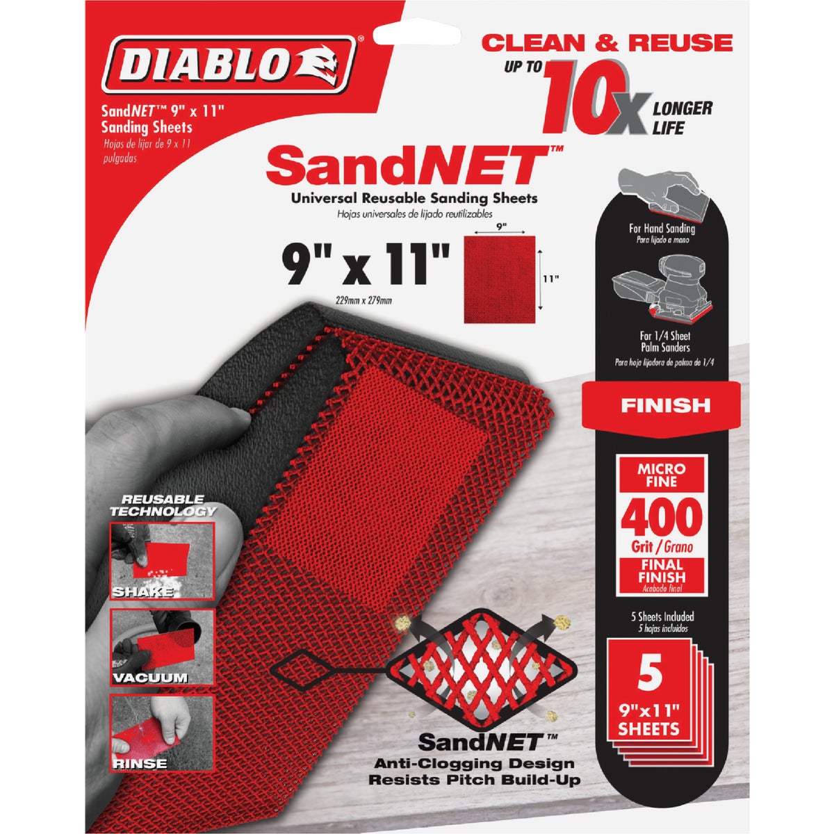 Diablo SandNet 9 In. x 11 In. 400 Grit Micro Fine Reusable Sandpaper (5-Pack) Image 1