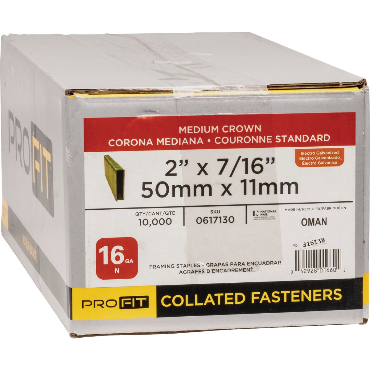 Pro-Fit 7/16 In. x 2 In. 16 Gauge Electro Galvanized N-Style Standard Crown Staple (10,000 Ct.) Image 2