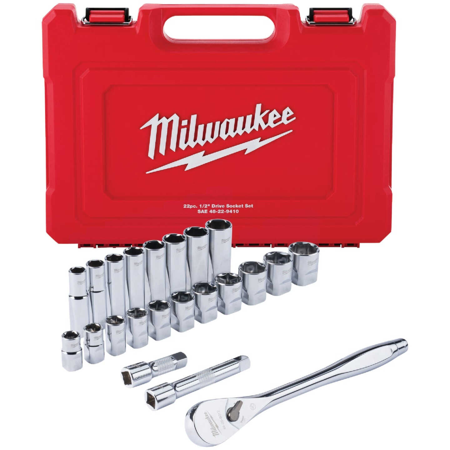 Milwaukee Standard 1/2 In. Drive 6-Point Ratchet & Socket Set (22-Piece) Image 1