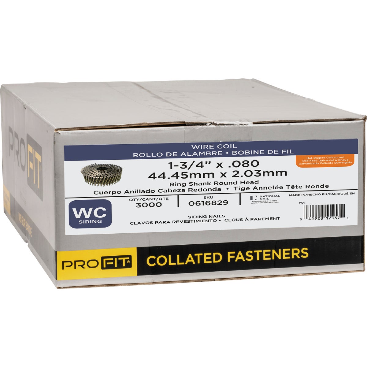 Pro-Fit 1-3/4 In. x 0.080 In. 15 Degree Wire Weld Hot Dipped Galvanized Ring Shank Round Head Coil Siding Nail (3000 Ct.) Image 2