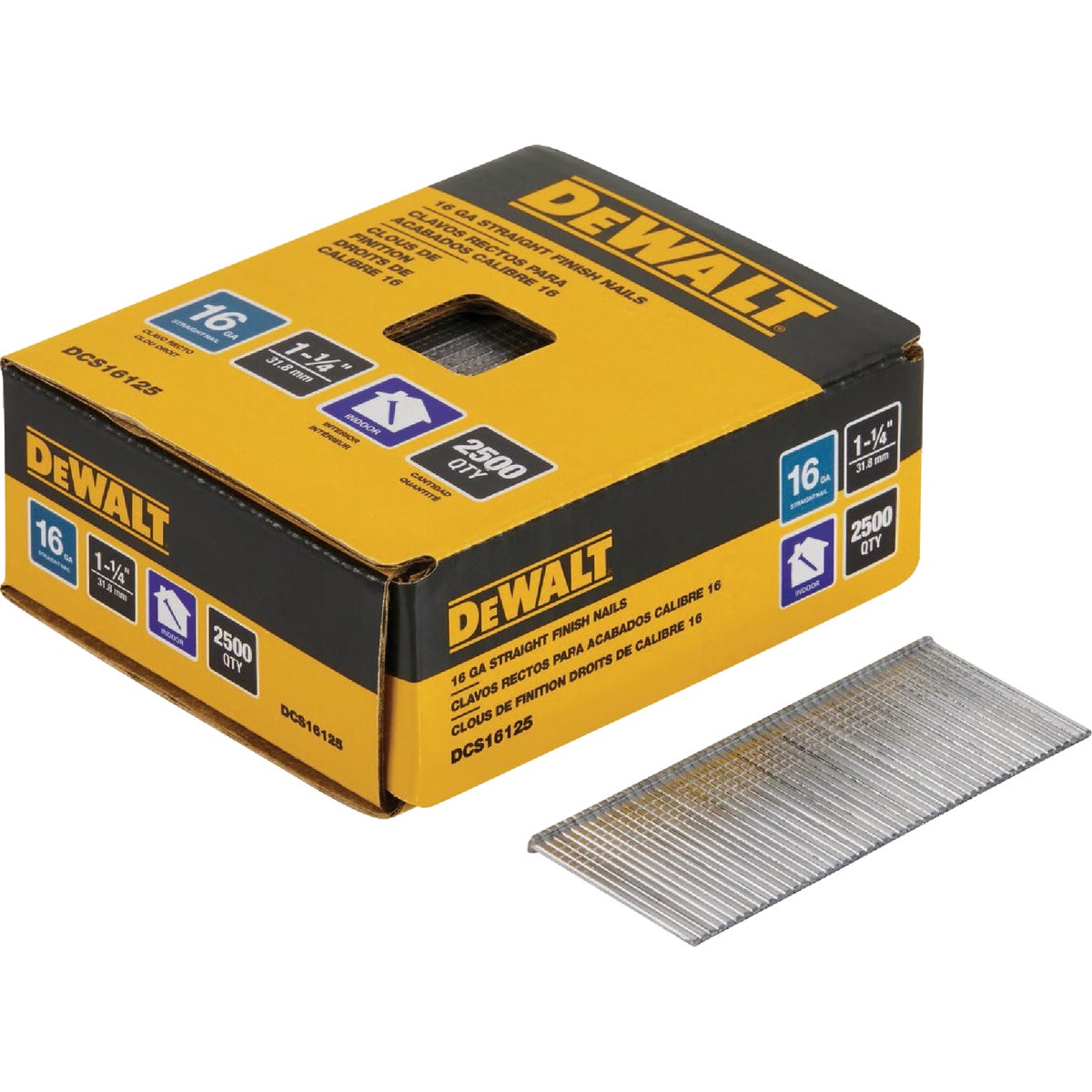 DEWALT 1-1/4-In. 16-Gauge Straight Finish Nails (2500 Ct.)
