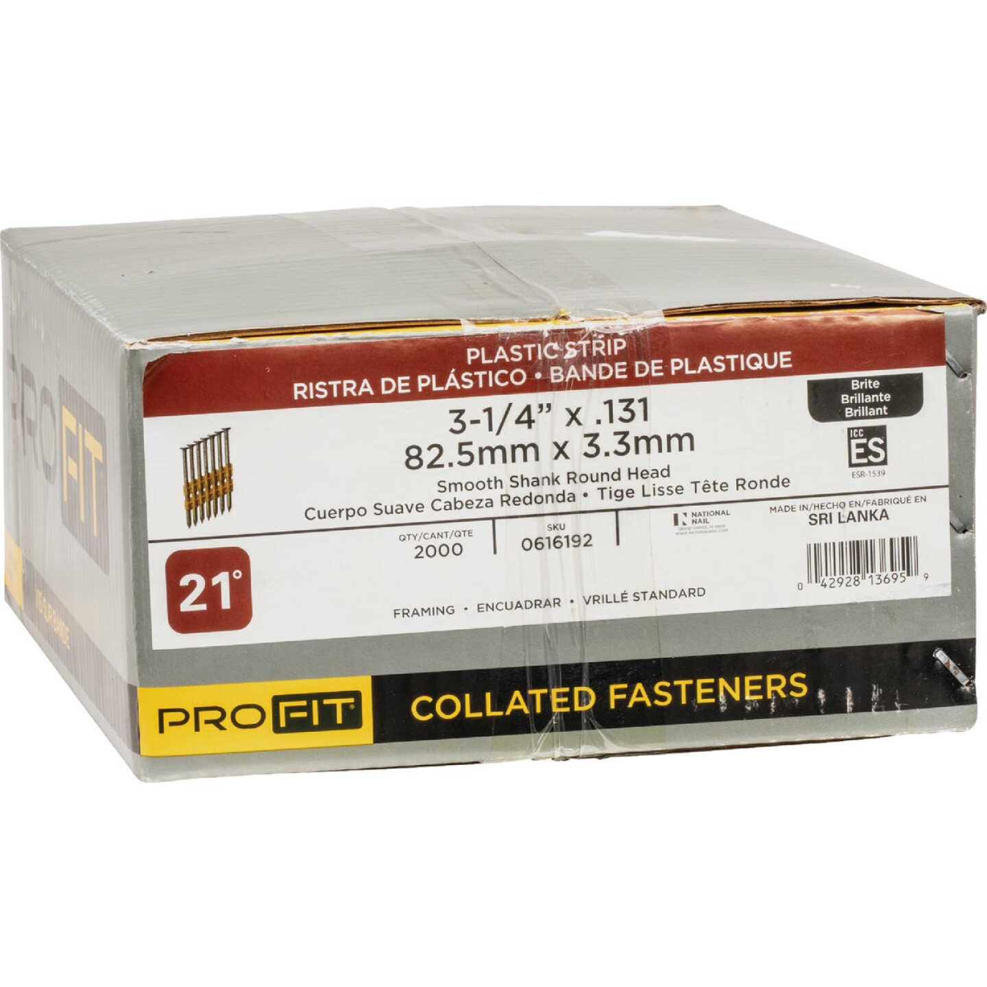 Pro-Fit 3-1/4 In. x 0.131 In. Plastic Strip Round Head Brite Framing Stick Nails (2000 Ct.) Image 2