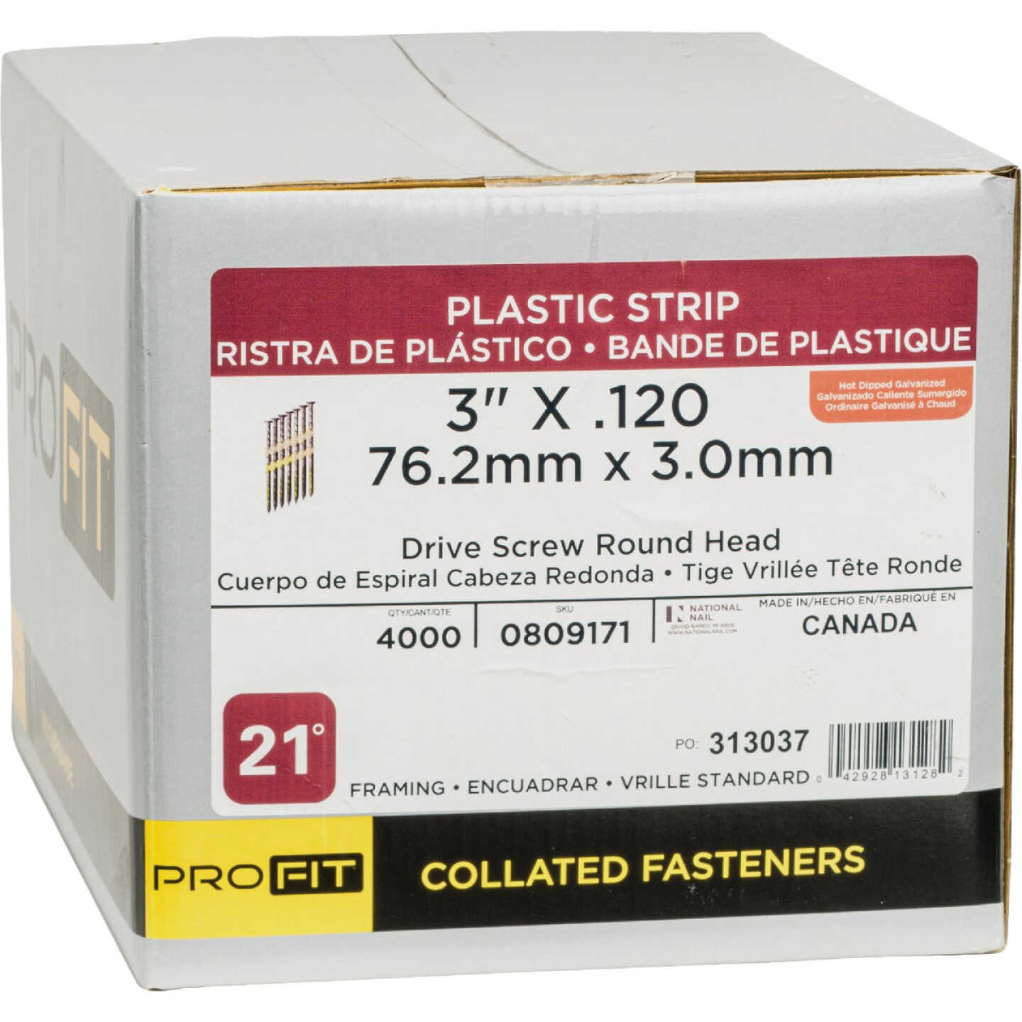 Pro-Fit 3 In. x 0.120 In. 21 Degree Plastic Strip Drive Screw Shank Round Head Hot Dipped Galvanized Framing Stick Nails (4000 Ct.) Image 2