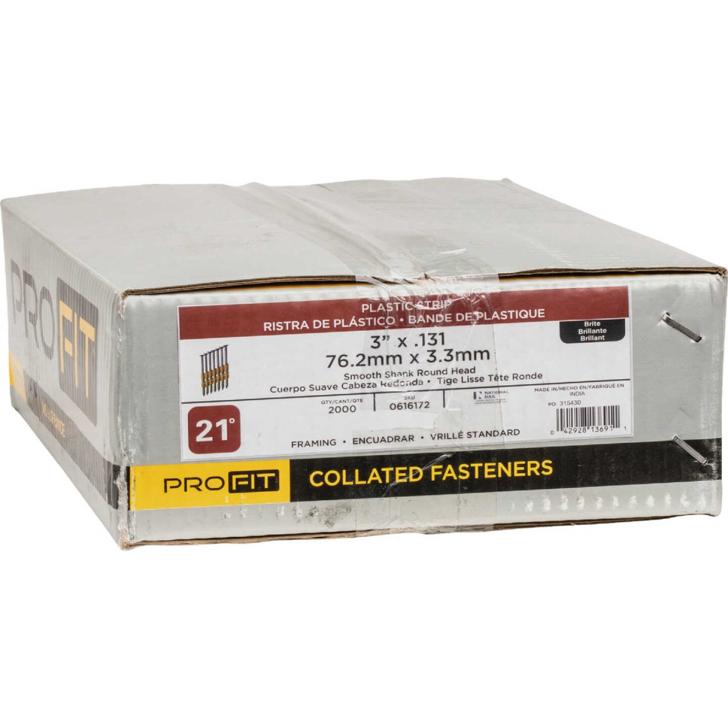 Pro-Fit 3 In. x 0.131 In. 21 Degree Plastic Strip Round Head Smooth Shank Brite Framing Stick Nails (2000 Ct.) Image 2