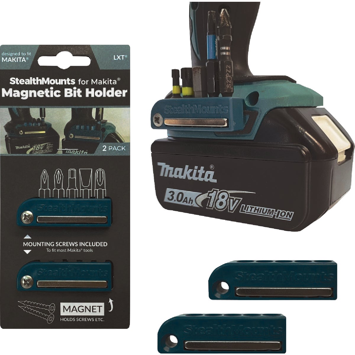StealthMounts Magnetic Bit Holders for Makita 18/40V (2-Pack)