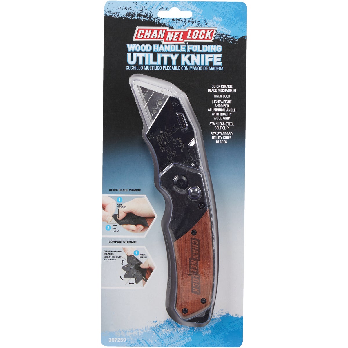 Channellock Wood Grip Folding Utility Knife Image 3