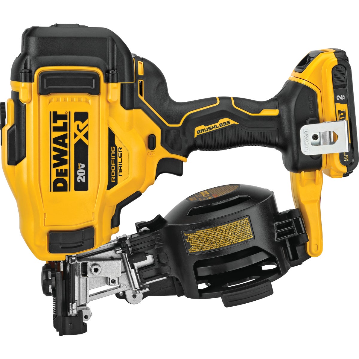 DEWALT 20V MAX Brushless 15 Degree 1-3/4 In. Cordless Coil Roofing Nailer Kit with 2.0 Ah Battery & Charger Image 9
