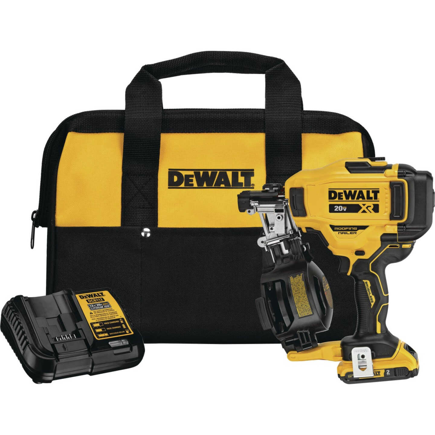 DEWALT 20V MAX Brushless 15 Degree 1-3/4 In. Cordless Coil Roofing Nailer Kit with 2.0 Ah Battery & Charger Image 1