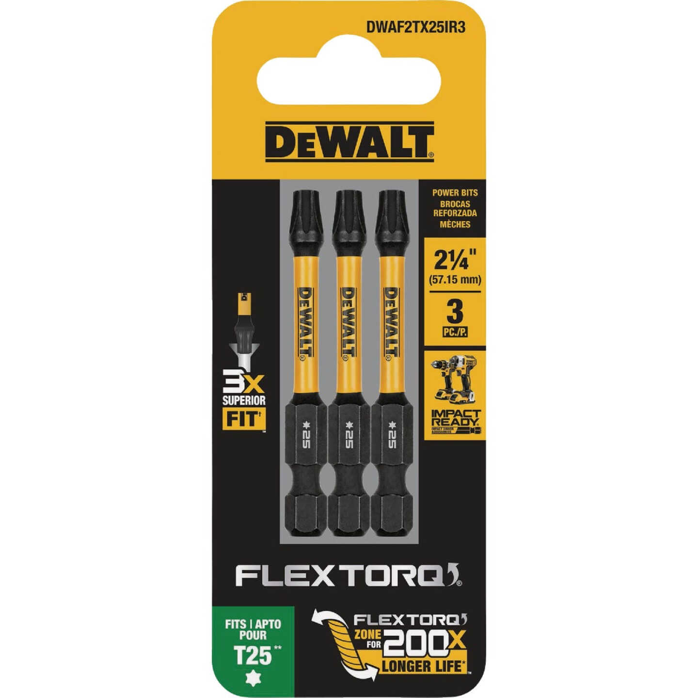 DEWALT FlexTorq 2 In. T25 TORX Impact Screwdriver Bit (3-Pack) Image 4