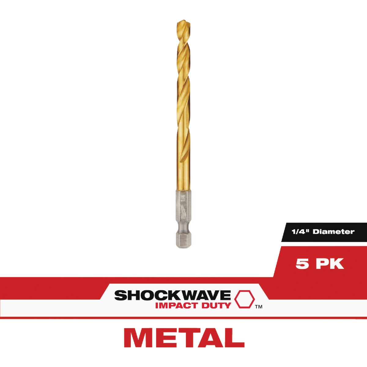 Milwaukee SHOCKWAVE RED HELIX Impact Duty 1/4 In. Titanium Hex Shank Drill Bit (5-Pack) Image 1