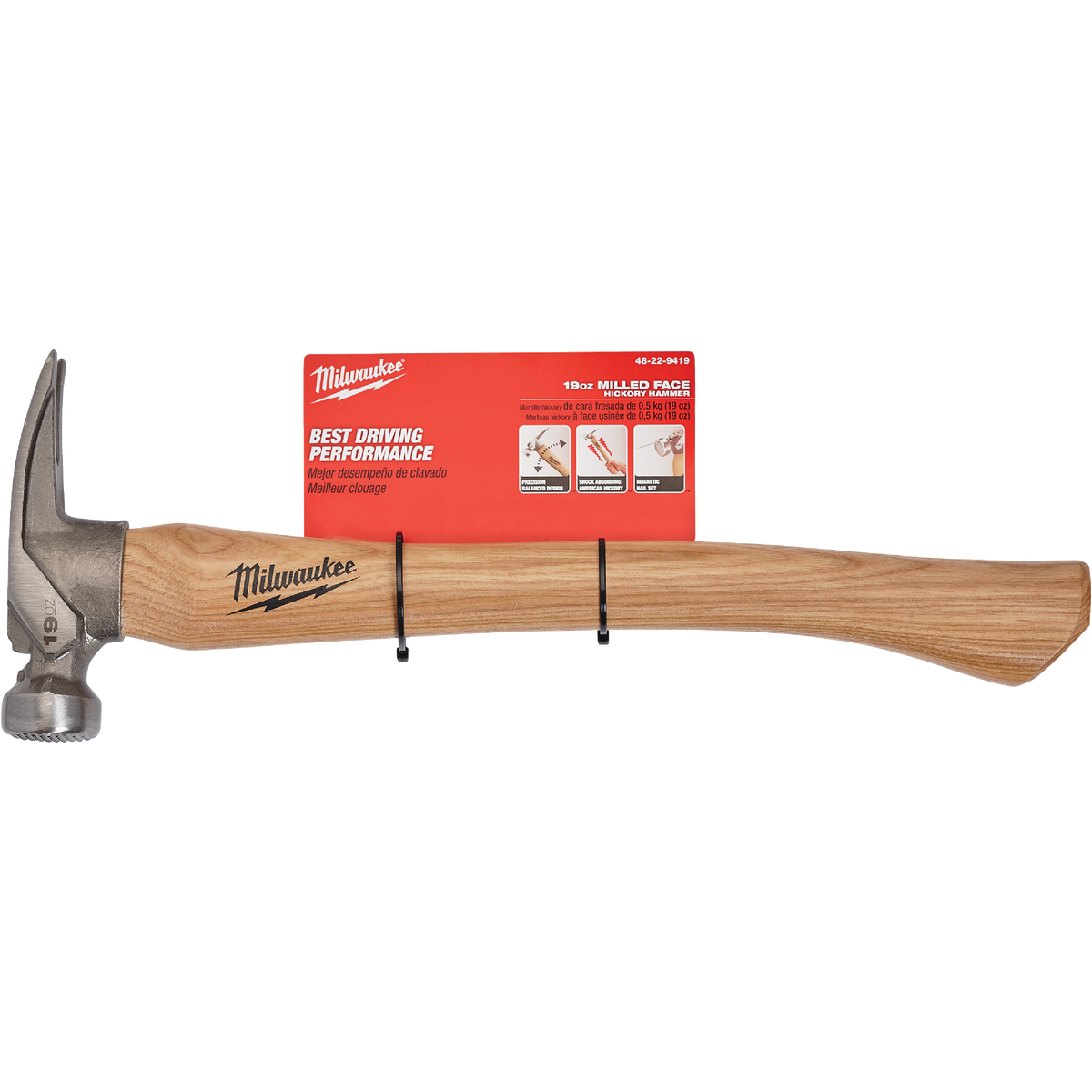 Milwaukee 19 Oz. Milled-Face Framing Hammer with Hickory Handle Image 2