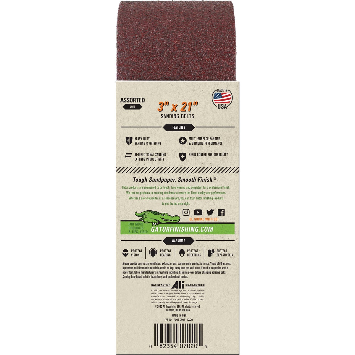 Gator Blade 3 In. x 21 In. 50/80/120 Grit Sanding Belt (5-Pack) Image 2