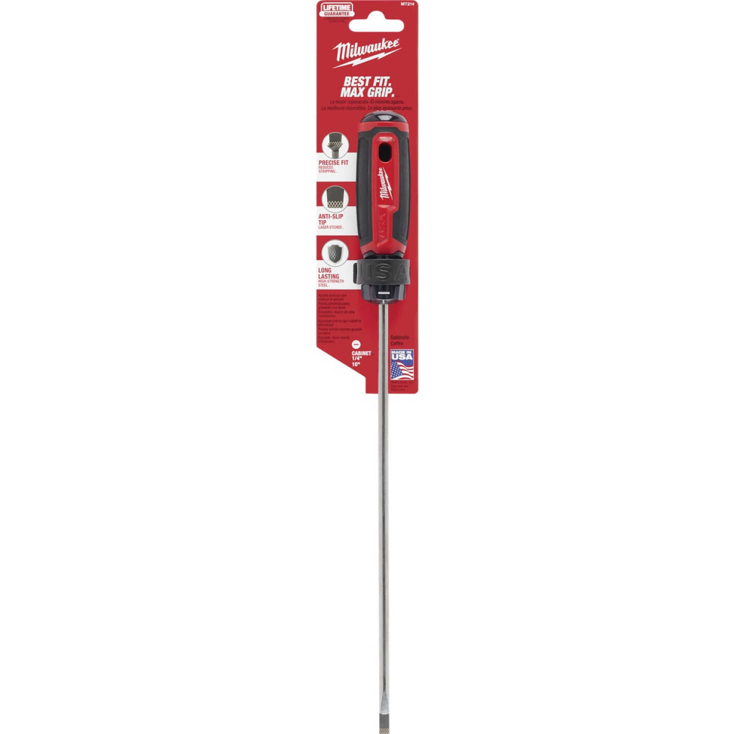 Milwaukee 1/4 In. x 10 In. Cushion Grip Cabinet Tip Slotted Screwdriver (USA) Image 7