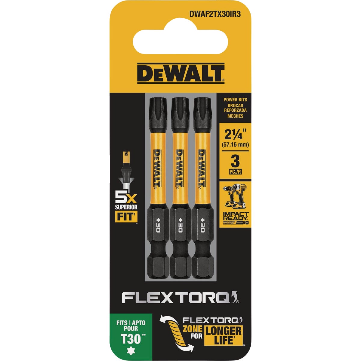 DEWALT FlexTorq 2 In. T30 TORX Impact Screwdriver Bit (3-Pack) Image 4