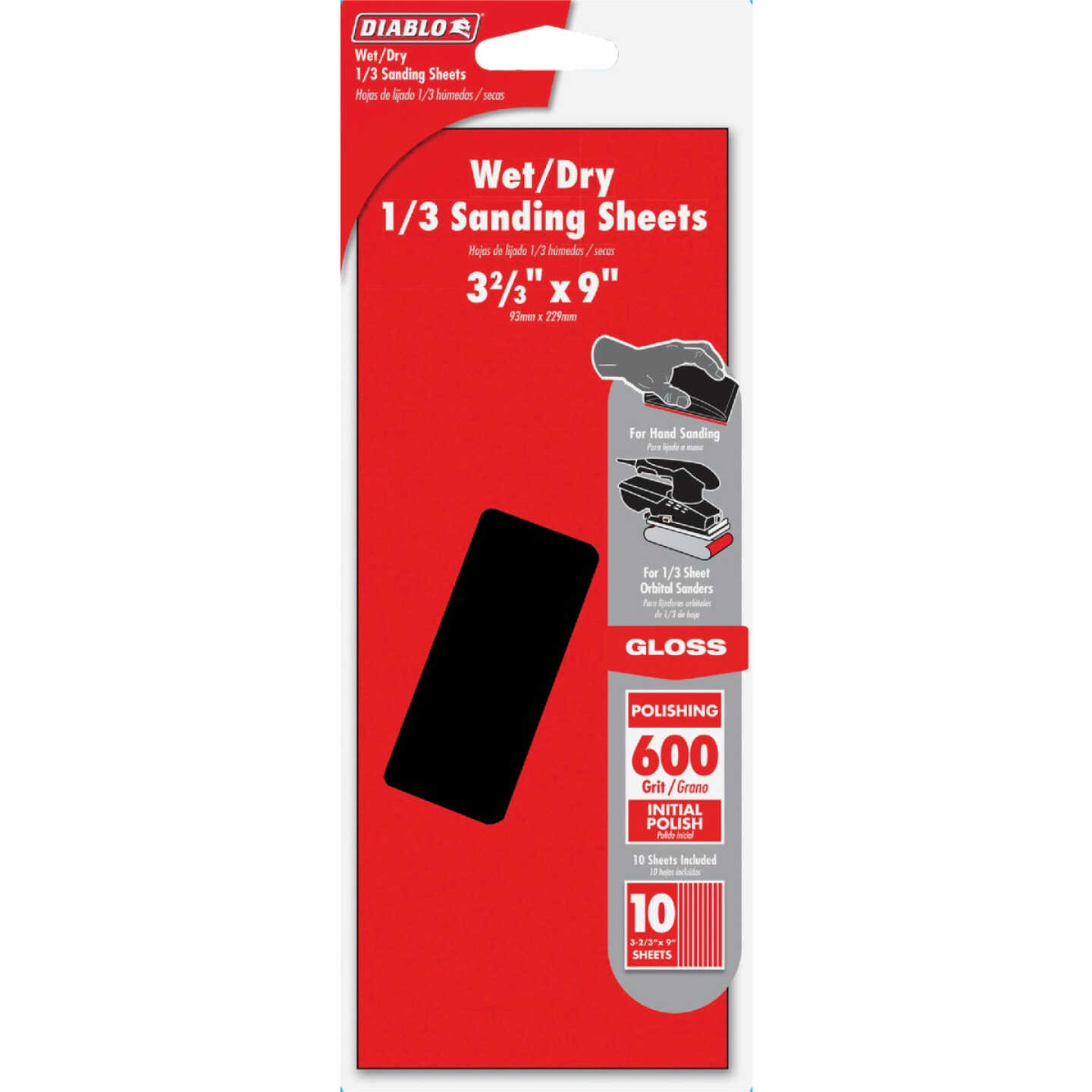 Diablo 9 In. x 3-2/3 In. 600 Grit Polishing 1/3 Sheet Wet/Dry Sandpaper (10-Pack) Image 1