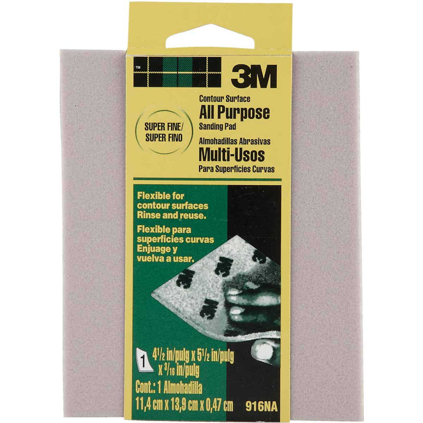 3M 4-1/2 In. x 5-1/2 In. x 3/16 In. General Purpose Sanding Pad, Super Fine Image 1