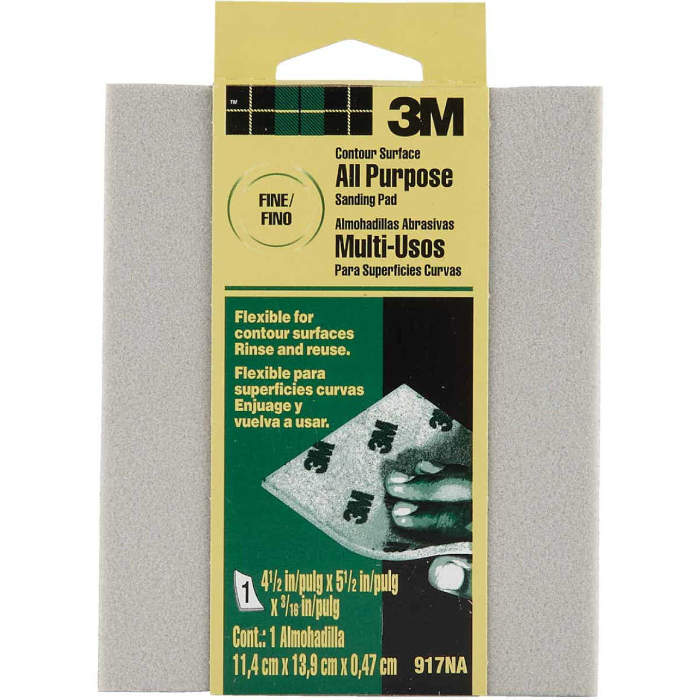 3M 4-1/2 In. x 5-1/2 In. x 3/16 In. General Purpose Sanding Pad, Fine Image 1