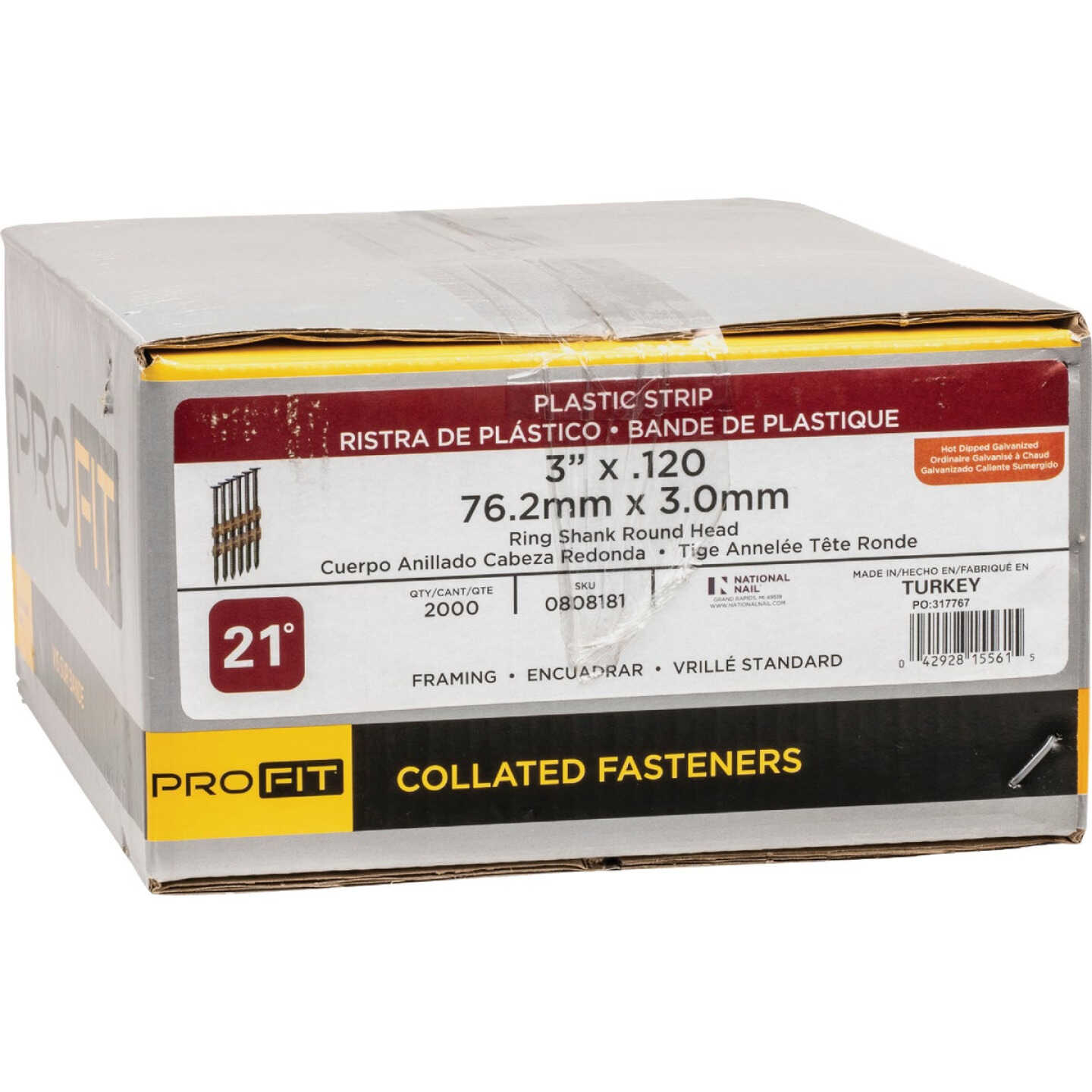 Pro-Fit 3 In. x 0.120 In. 21 Degree Plastic Strip Ring Shank Round Head Hot Dipped Galvanized Framing Stick Nails (2000 Ct.) Image 2