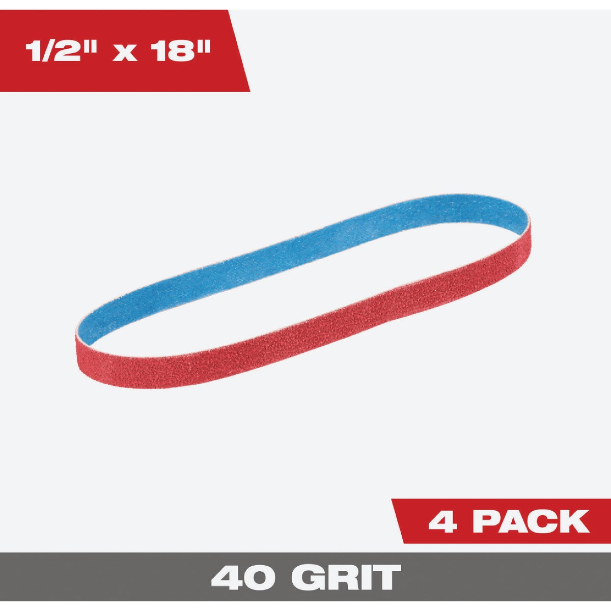 Milwaukee 1/2 In. x 18 In. 40 Grit Bandfile Belt (4-Pack) Image 1