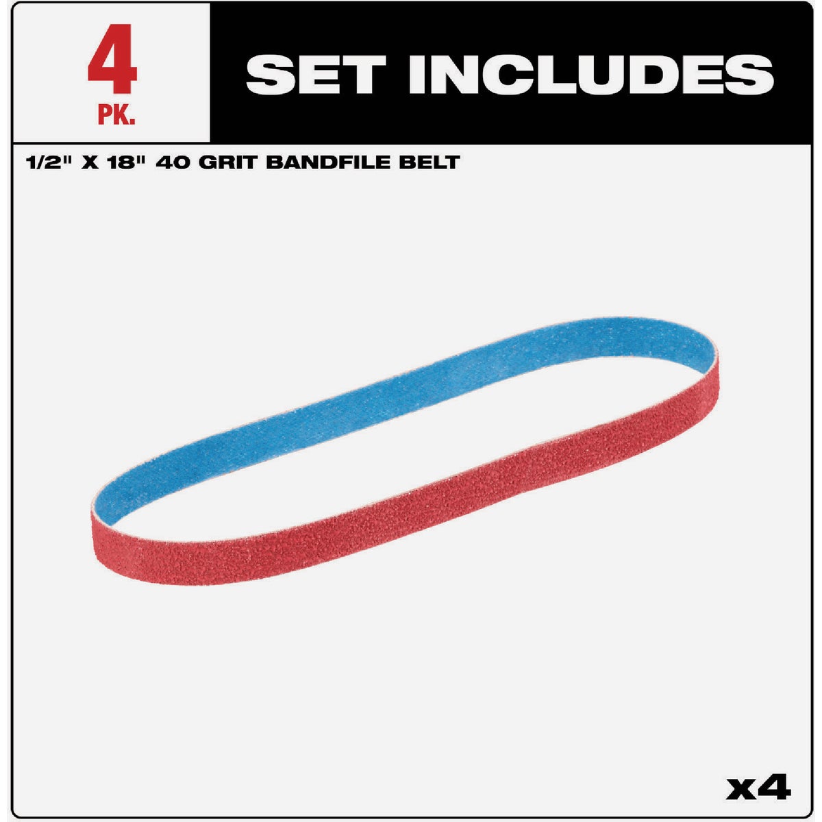 Milwaukee 1/2 In. x 18 In. 40 Grit Bandfile Belt (4-Pack) Image 2
