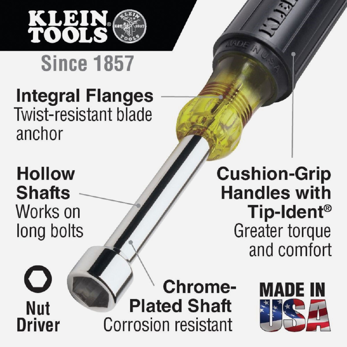 Klein Standard 1/2 In. Nut Driver with 3 In. Hollow Shank Image 3