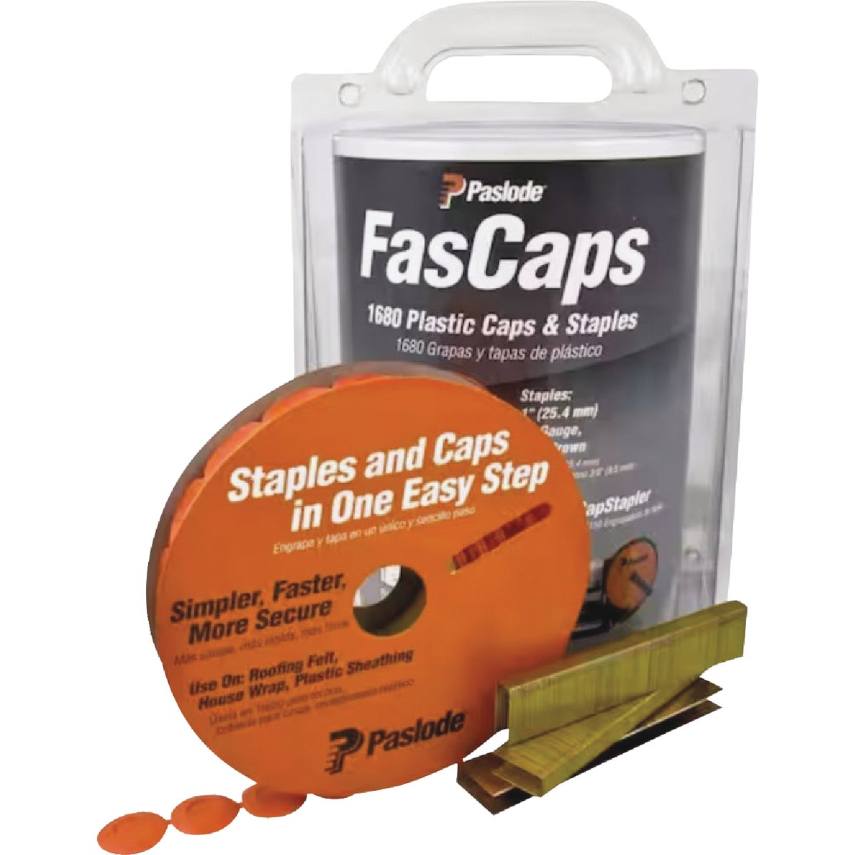 Paslode FasCaps 18-Gauge 3/8 In. x 1 In. Galvanized Staples with Plastic Caps (1680 Ct.)