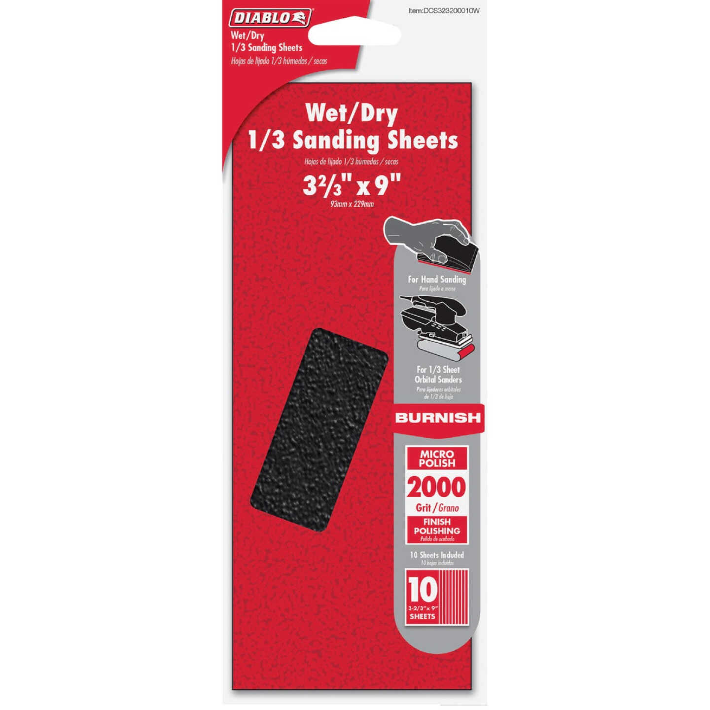 Diablo 9 In. x 3-2/3 In. 2000 Grit Micro Polish 1/3 Sheet Wet/Dry Sandpaper (10-Pack) Image 1