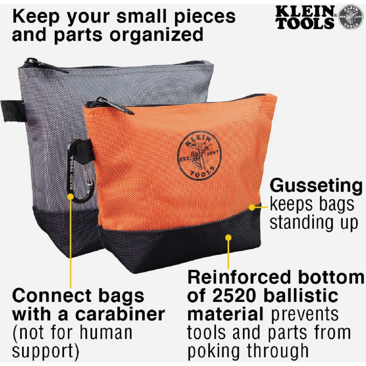 Klein 1-Pocket 8-1/2 In. & 9 In. Stand-Up Zipper Tool Bag (2-Pack) Image 5