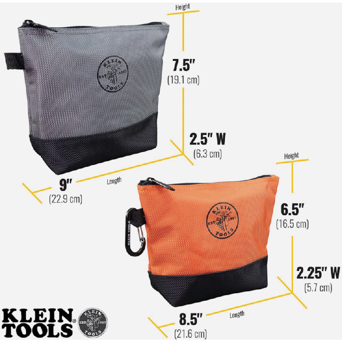 Klein 1-Pocket 8-1/2 In. & 9 In. Stand-Up Zipper Tool Bag (2-Pack) Image 2