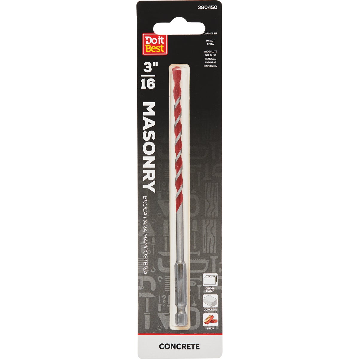 Do it Best 3/16 In. x 6 In. Impact Ready Carbide Masonry Drill Bit