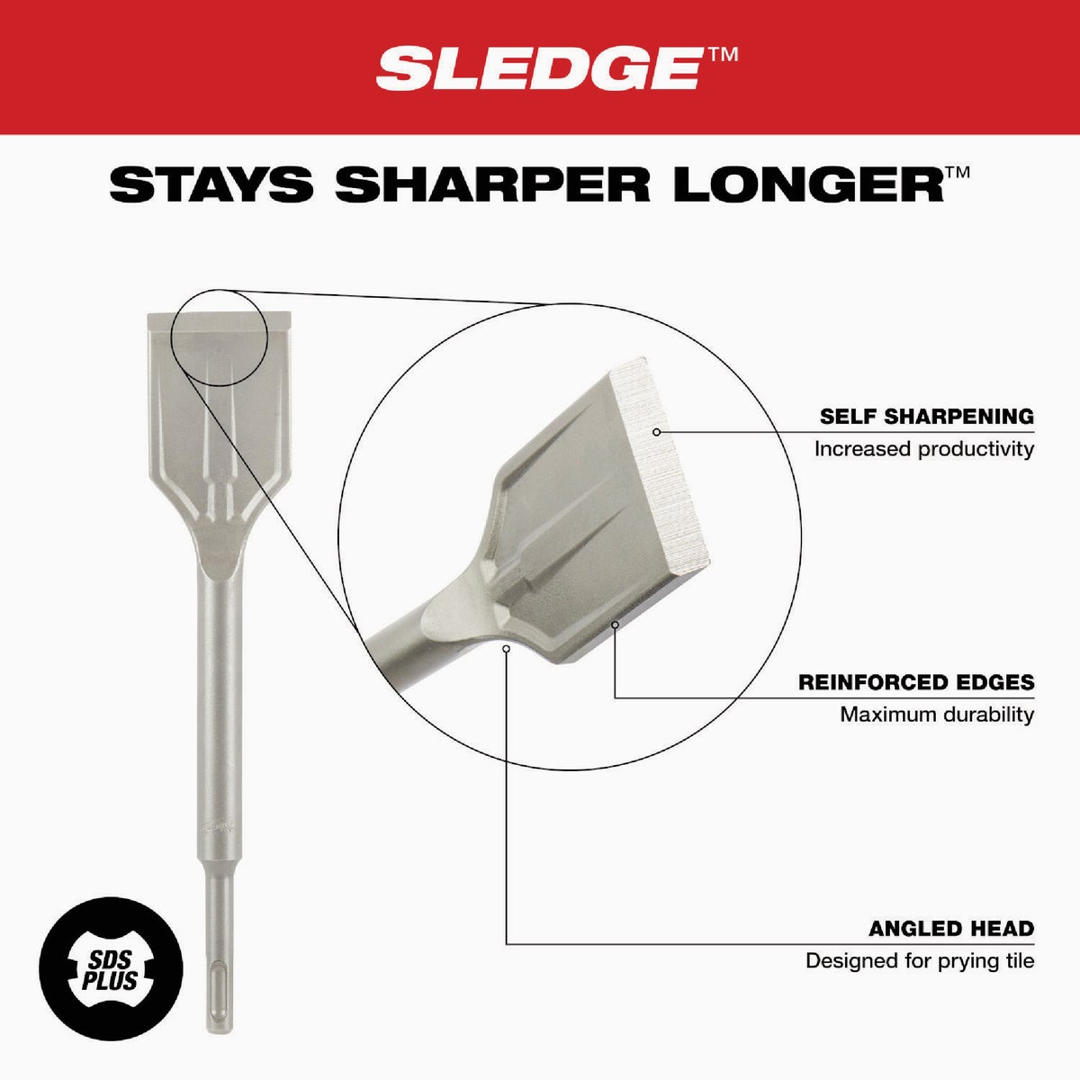 Milwaukee SLEDGE SDS-PLUS 1-7/8 In. x 9-1/2 In. Tile Chisel Image 4