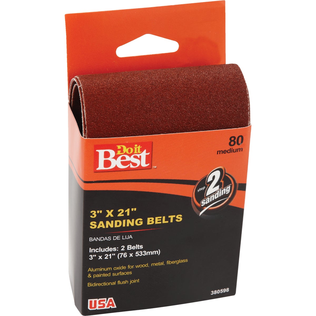 Do it Best 3 In. x 21 In. 80 Grit Heavy-Duty Sanding Belt (2-Pack) Image 1