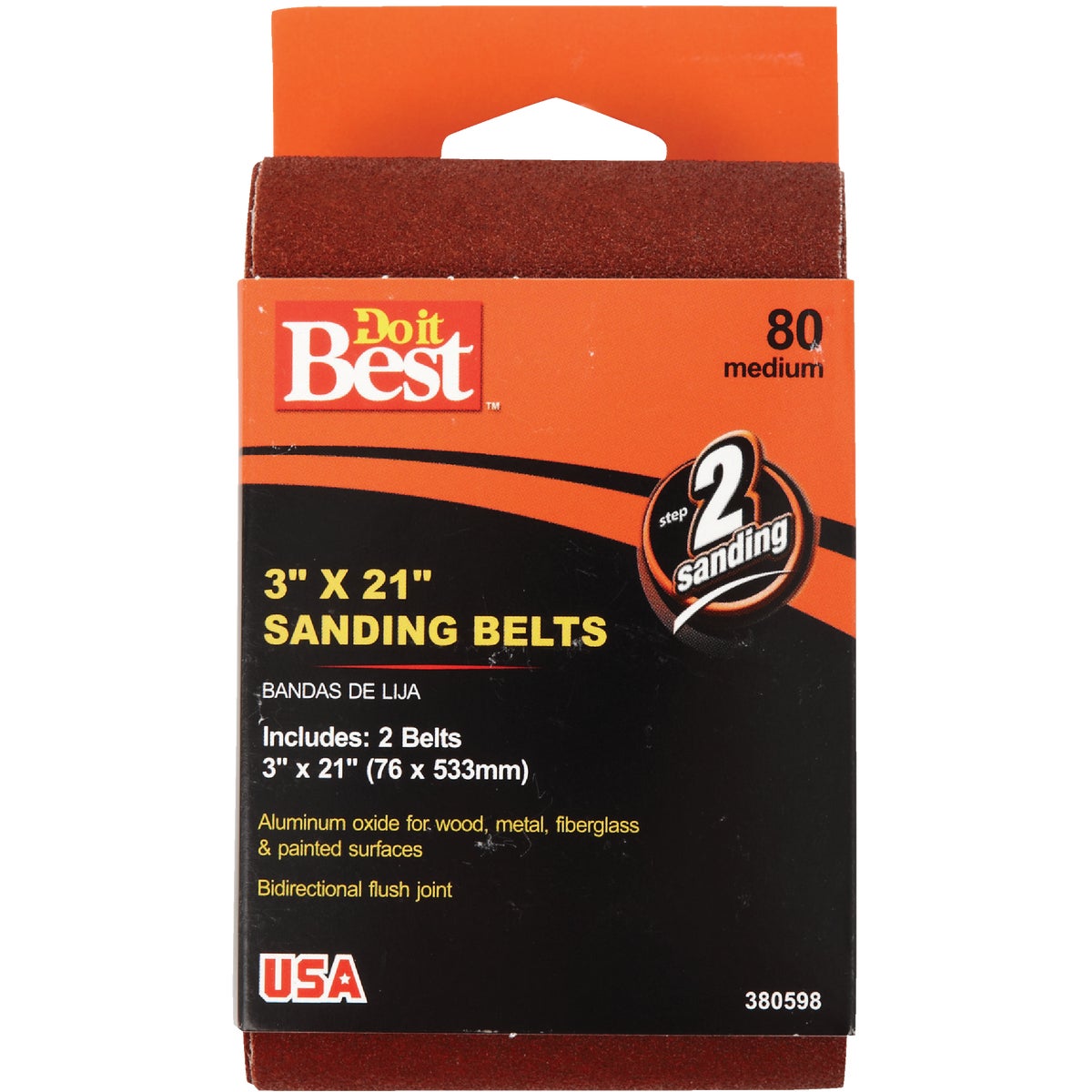 Do it Best 3 In. x 21 In. 80 Grit Heavy-Duty Sanding Belt (2-Pack) Image 2