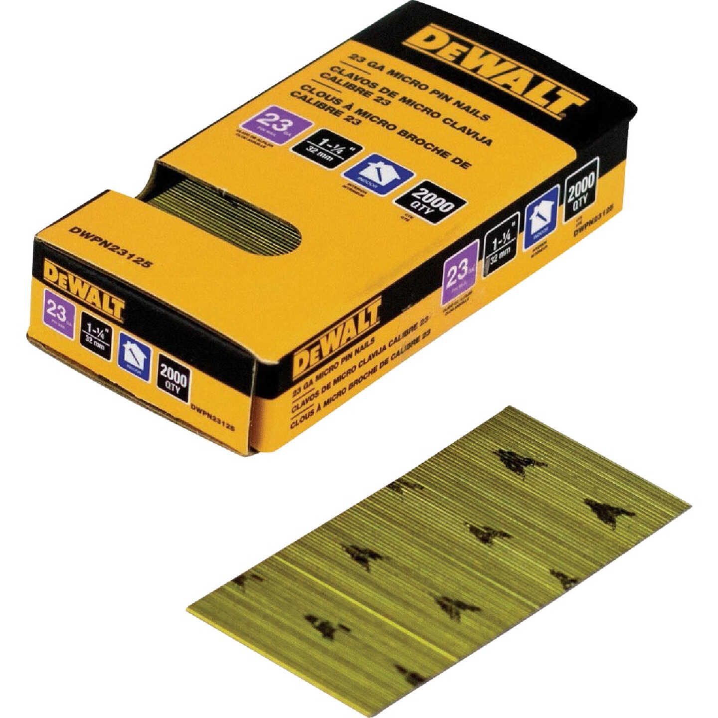 DEWALT 1-1/4 In. 23-Gauge Bright Pin Nail (2000 Ct.) Image 1