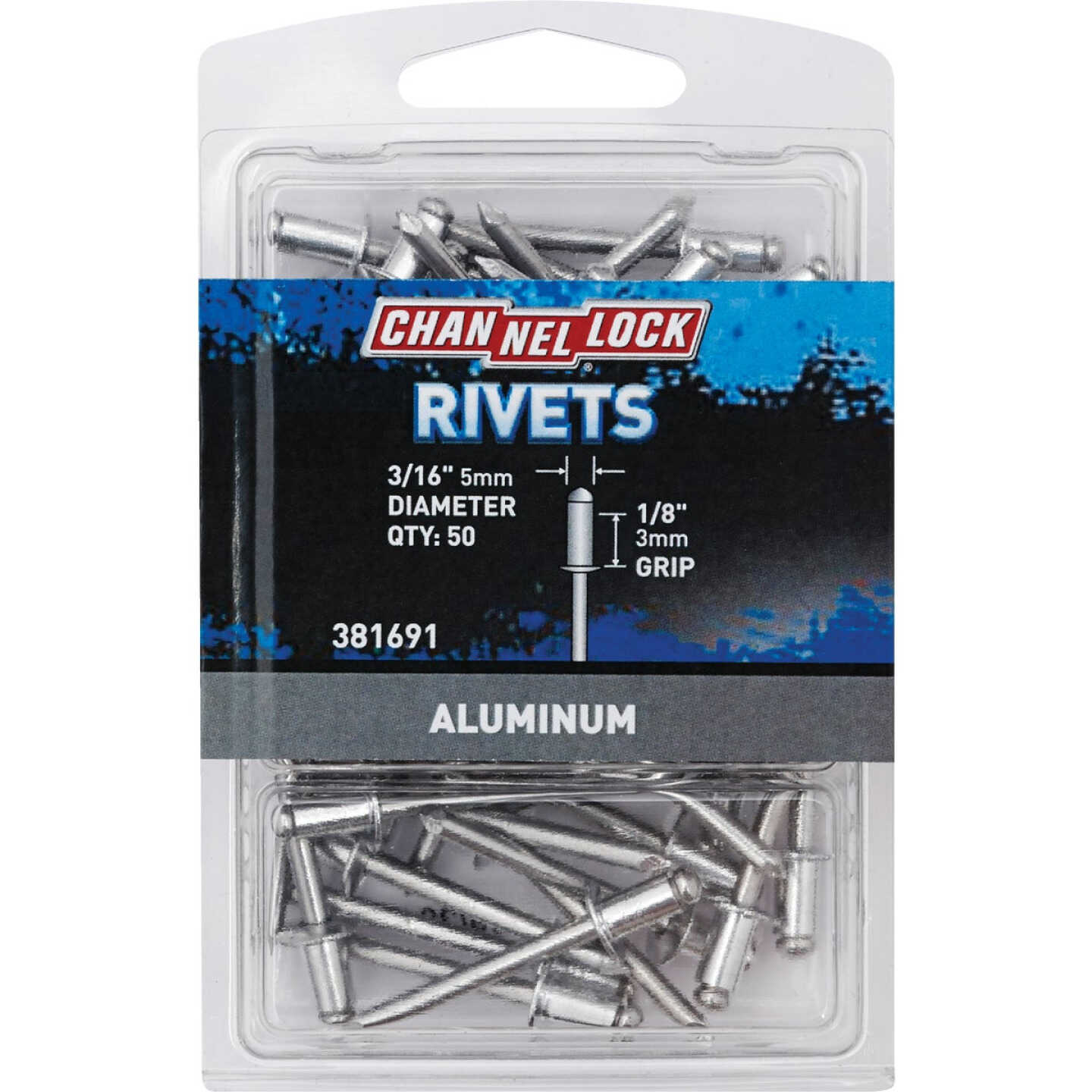 Channellock 3/16 In. Dia. x 1/8 In. Grip Aluminum POP Rivet (50-Pack) Image 1