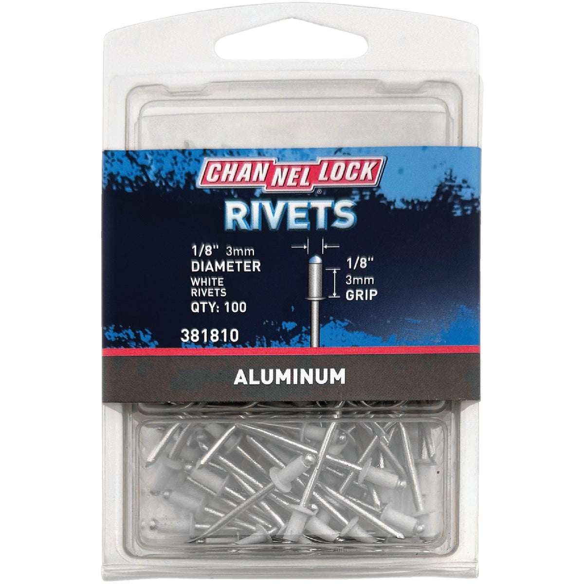 Channellock 1/8 In. Dia. x 1/8 In. Grip White Aluminum POP Rivet (100-Pack)