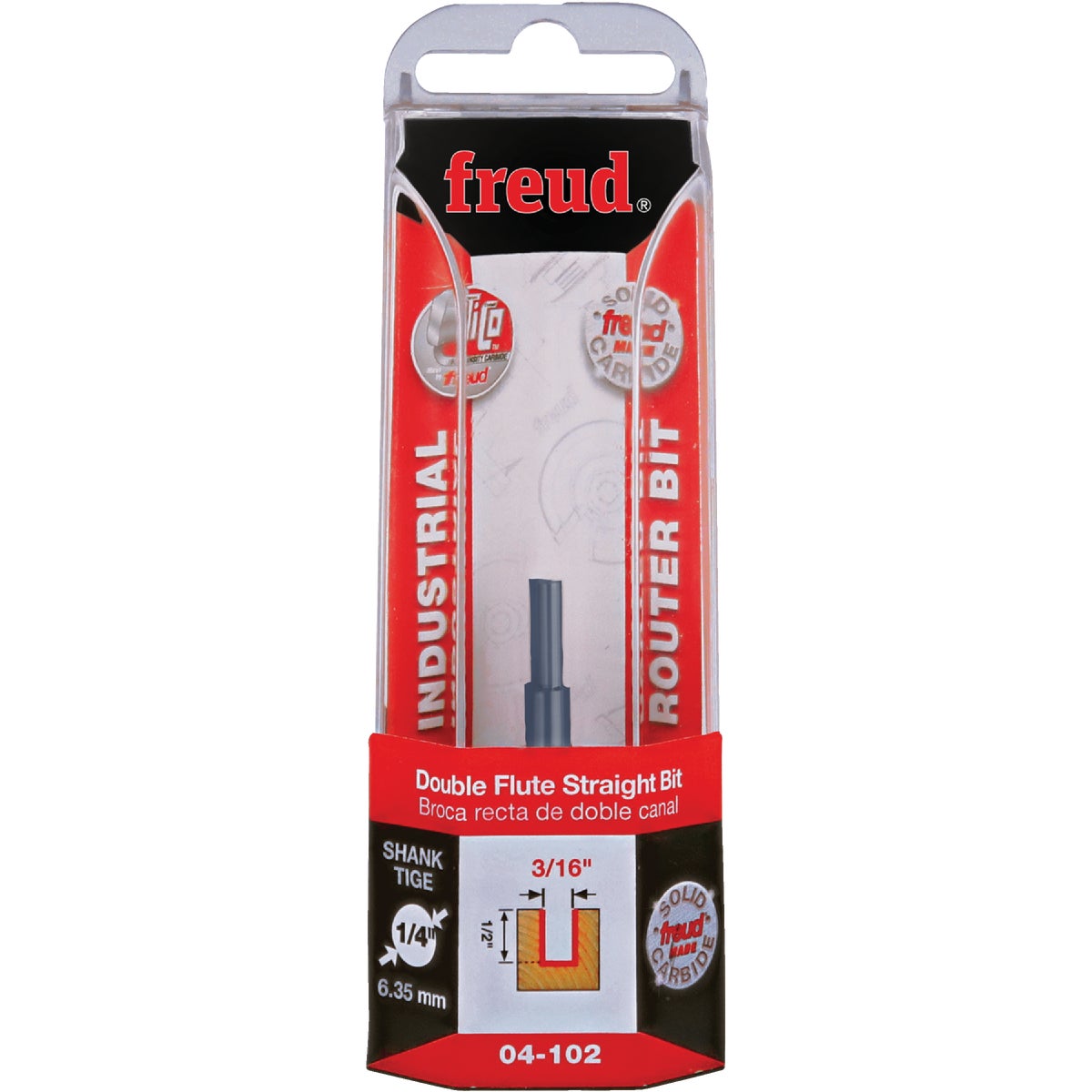 Freud 3/16 In. x 1/2 In. Double Flute Straight Router Bit
