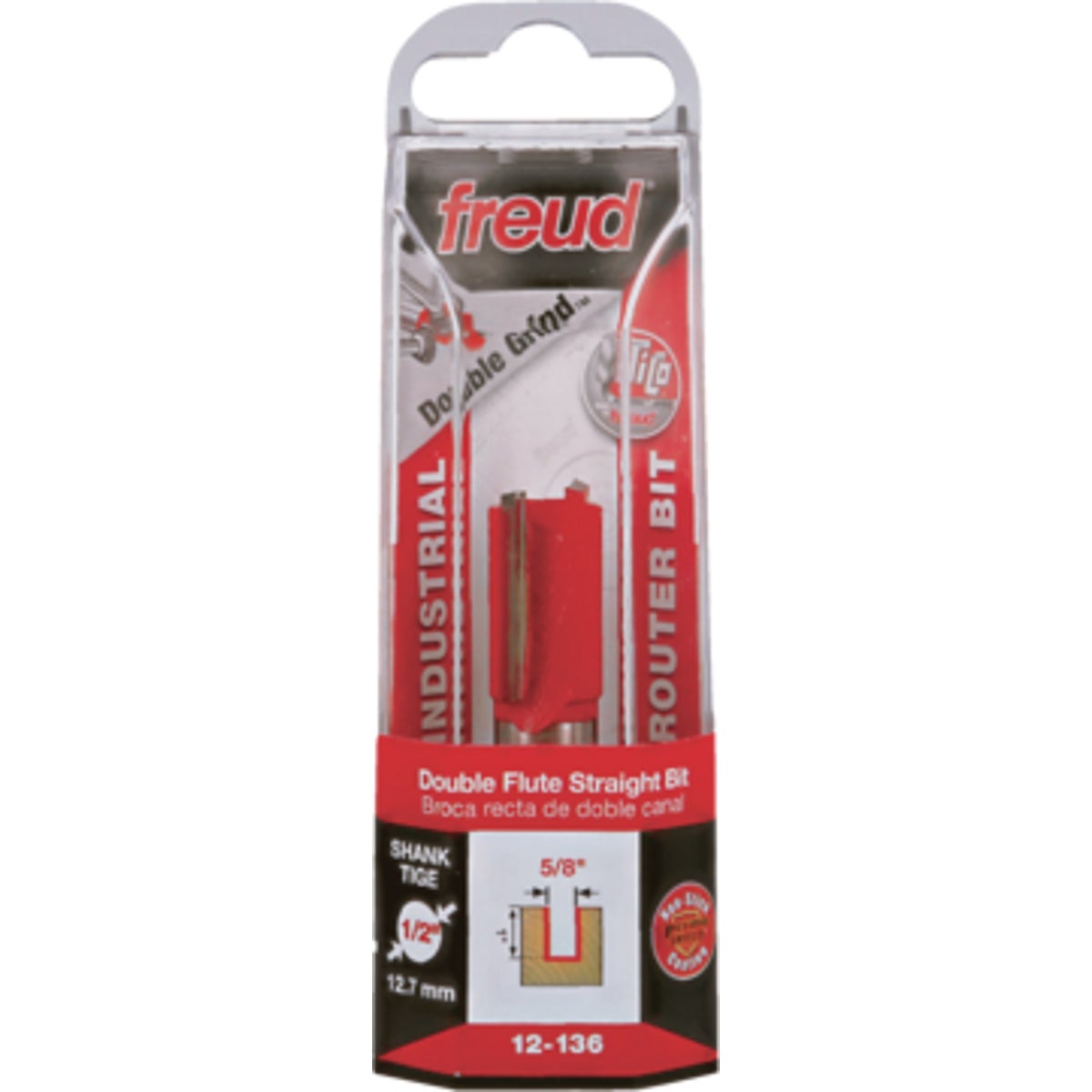 Freud 5/8 In. x 1 In. Double Flute Eclipse Grind Straight Router Bit