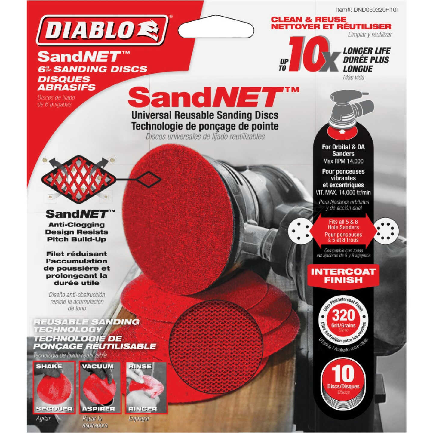 Diablo SandNet 6 In. 320 Grit Sanding Disc with Connection Pad (10-Pack) Image 1