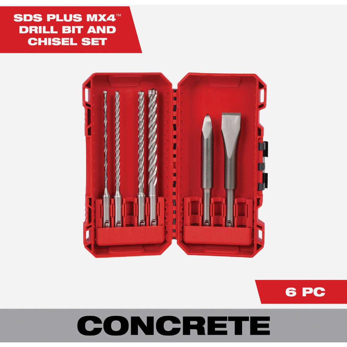 Milwaukee 6-Piece SDS Plus MX4 4-Cutter & Chisel Kit Image 1