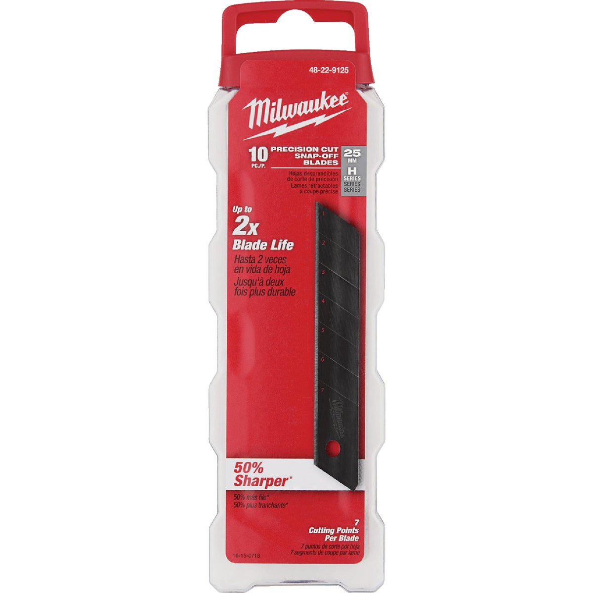 Milwaukee 25mm 7-Point Precision Snap-Off Knife Blade (10-Pack) Image 4