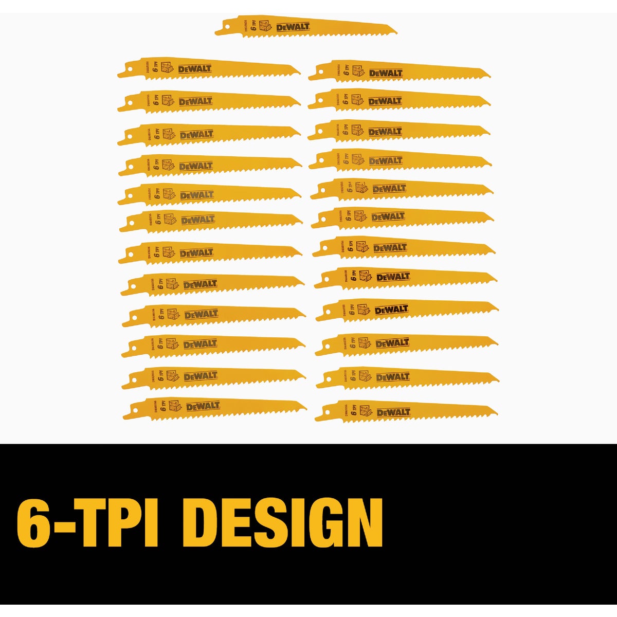 DEWALT 6 In. 6 TPI Taper Back Bi-Metal Reciprocating Saw Blade (5-Pack) Image 5